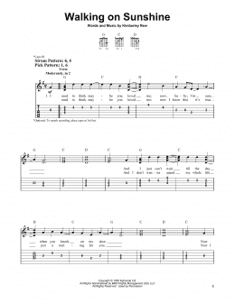 page one of Walking On Sunshine (Easy Guitar Tab)