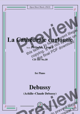 page one of Debussy-La Cathedrale engloutie,from Preludes,Livre 1,CD 125 No.10(L.117 No.10)