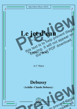 page one of Debussy-Le jet d'eau,CD 70 No.3,in C Major,from '5 Poemes de Baudelaire,CD 70'for Voice and Piano