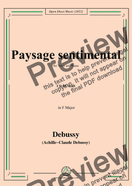 page one of Debussy-Paysage sentimental,in F Major,CD 55;L.45,for Voice and Piano