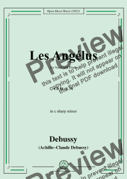 page one of Debussy-Les Angélus,in c sharp minor,CD 88;L.76,for Voice and Piano