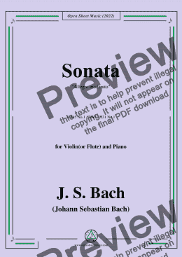 page one of J. S. Bach-Sonata,H.545 No.1(BWV 1031 No.1),Allegro moderato,in E flat Major,for Vln(or Fl)&Piano