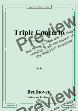 page one of Beethoven-Triple Concerto,in C Major,Op.56,for Violin,Cello,Piano&Orchestra