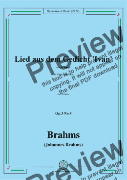 page one of Brahms-Lied aus dem Gedicht Ivan,Op.3 No.4 from 6 Songs,in c minor