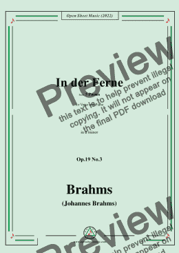 page one of Brahms-In der Ferne,Op.19 No.3,from 5 Poems,in d minor