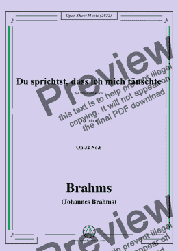 page one of Brahms-Du sprichst,dass ich mich tauschte,Op.32 No.6 in a minor