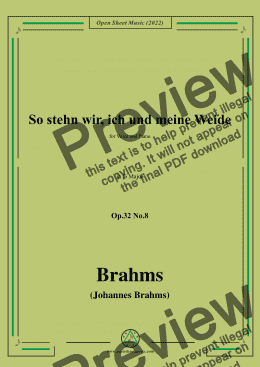 page one of Brahms-So stehn wir,ich und meine Weide,Op.32 No.8 in G Major