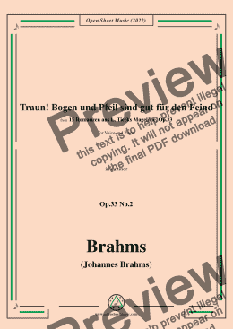 page one of Brahms-Traun!Bogen und Pfeil sind gut fur den Feind,Op.33 No.2 in a minor