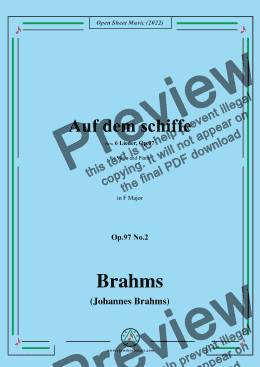 page one of Brahms-Auf dem schiffe,Op.97 No.2 in F Major,for Voice and Piano