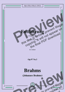 page one of Brahms-Entfuhrung,Op.97 No.3 in c minor,for Voice and Piano