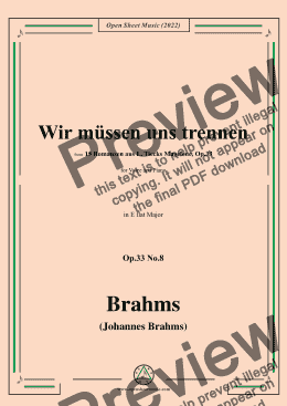 page one of Brahms-Wir mussen uns trennen,Op.33 No.8 in G flat Major