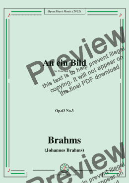 page one of Brahms-An ein Bild,Op.63 No.3 in F Major