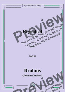 page one of Brahms-Regenlied(Regentropfen aus den Baumen),WoO 23,in f minor,for Voice and Piano