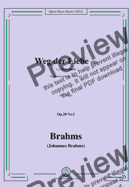 page one of Brahms-Weg der Liebe II-Way of Love II,Op.20 No.2,in C Major,from Three Duets