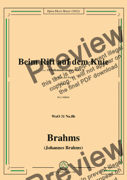 page one of Brahms-Beim Ritt auf dem Knie (Alt Mann wollt reiten)(Version II),WoO 31 No.8b