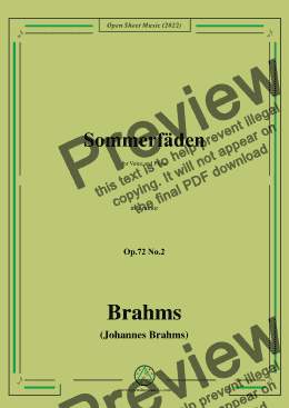 page one of Brahms-Sommerfaden,Op.72 No.2 in a minor