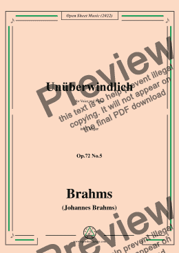 page one of Brahms-Unuberwindlich,Op.72 No.5 in A Major