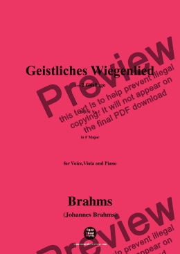 page one of Brahms-Geistliches Wiegenlied,for Voice,Viola and Piano