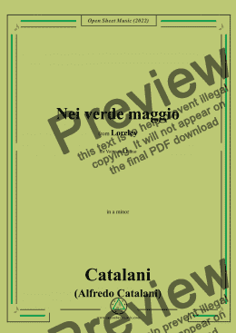 page one of Catalani-Nei verde maggio,in a minor,from Loreley,for Voice and Piano