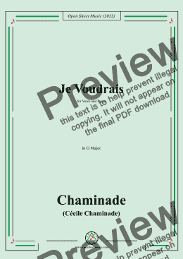 page one of Chaminade-Je voudrais,in G Major,for Voice and Piano