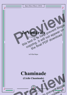 page one of Chaminade-Je voudrais,in D flat Major,for Voice and Piano