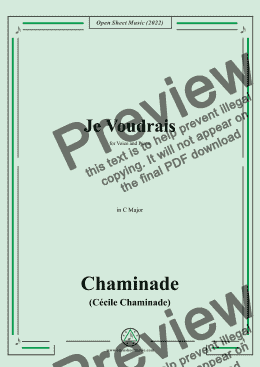 page one of Chaminade-Je voudrais,in C Major,for Voice and Piano