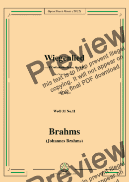 page one of Brahms-Wiegenlied ,WoO 31 No.11