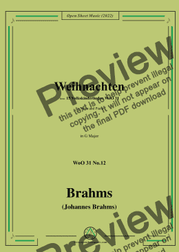 page one of Brahms-Weihnachten,WoO 31 No.12