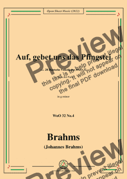 page one of Brahms-Auf,gebet uns das Pfingstei,WoO 32 No.4,in g minor,for Voice and Piano