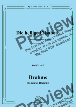 page one of Brahms-Die heilige Elisabeth an ihrem Hochzeitsfeste,WoO 32 No.7,for Voice and Piano