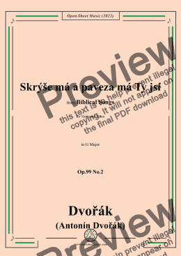 page one of Dvořák-Skrýše má a paveza má Ty jsí,in G Major,Op.99 No.2,from Biblical Songs,for Voice and Piano