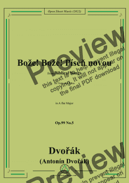 page one of Dvořák-Bože! Bože! Píseň novou,in A flat Major,Op.99 No.5,from Biblical Songs,for Voice and Piano