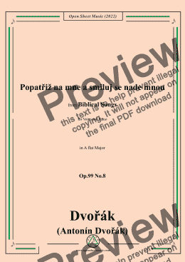 page one of Dvořák-Popatřiž na mne a smiluj se nade mnou,in A flat Major,Op.99 No.8,from Biblical Songs,for Voice and Piano