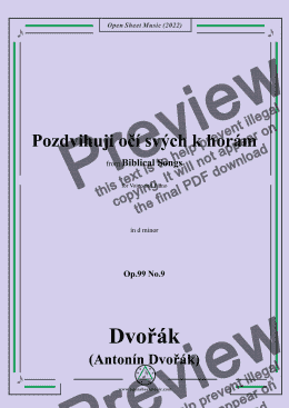 page one of Dvořák-Pozdvihuji očí svých k horám,in d minor,Op.99 No.9,from Biblical Songs,for Voice and Piano