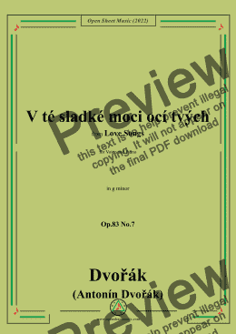 page one of Dvořák-V té sladké moci ocí tvých,in g minor,Op.83 No.7,from Love Songs,for Voice and Piano