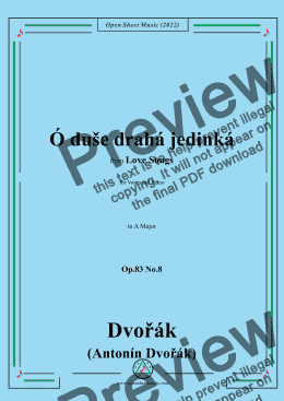 page one of Dvořák-Ó duše drahá jedinká,in A Major,Op.83 No.8,from Love Songs,for Voice and Piano