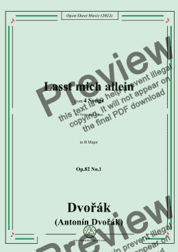 page one of Dvořák-Lasst mich allein,in B Major,Op.82 No.1,from 4 Songs,for Voice and Piano