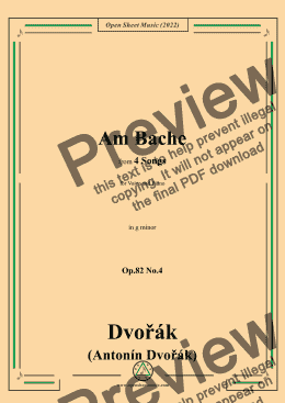 page one of Dvořák-Am Bache,in g minor,Op.82 No.4,from 4 Songs,for Voice and Piano