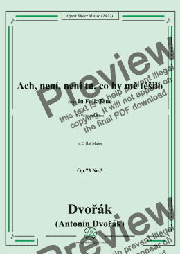 page one of Dvořák-Ach,není,není tu,co by mě těšilo,in G flat Major,Op.73 No.3,from In Folk Tone,for Voice and Piano