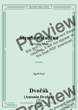 page one of Dvořák-Struna naladěna,in d minor,Op.55 No.5,from Gypsy Songs,for Voice and Piano