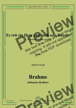 page one of Brahms-Es reit ein Herr und auch sein Knecht,WoO 32 No.28