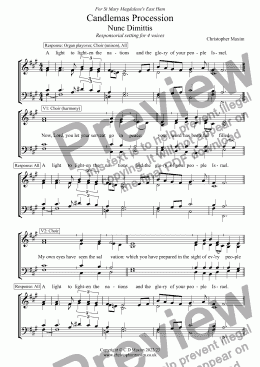 page one of Candlemas Procession (Responsorial setting of the Nunc Dimittis)