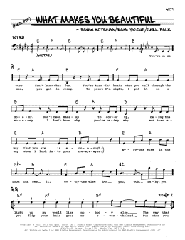 page one of What Makes You Beautiful (Real Book – Melody, Lyrics & Chords)