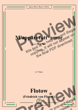 page one of Flotow-M'appari tutt' amor,in F Major,from Martha,for Voice and Piano