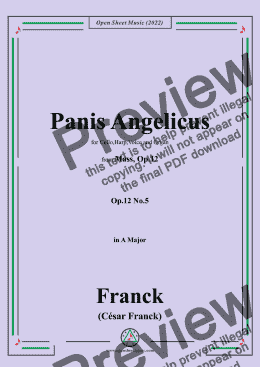 page one of Franck-Panis Angelicus,from Mass,Op.12 No.5,in A Major,for Cello,Harp,Voice&Organ