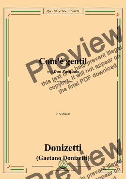 page one of Donizetti-Com'è gentil,in A Major,from 'Don Pasquale',for Voice and Piano