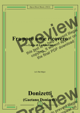 page one of Donizetti-Fra poco a me ricovero,in E flat Major,from Lucia di Lammermoor,for Voice and Piano