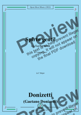 page one of Donizetti-Spirto gentil,in C Major,from'La Favorita',for Voice and Piano