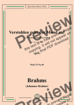 page one of Brahms-Verstohlen geht der Mond auf,WoO 33 No.49