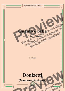 page one of Donizetti-Quanto è bella,in C Major,A36,for Voice and Piano